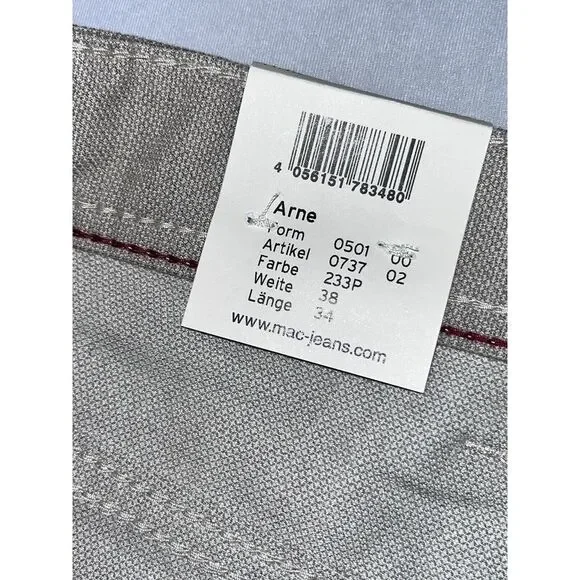 MAC Jeans Arne Modern Straight Mid-Rise Stretch Tan Denim Mens 40x30 MSRP $175 - Picture 6 of 14